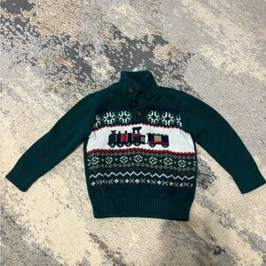 Green Train Pattern Sweater
